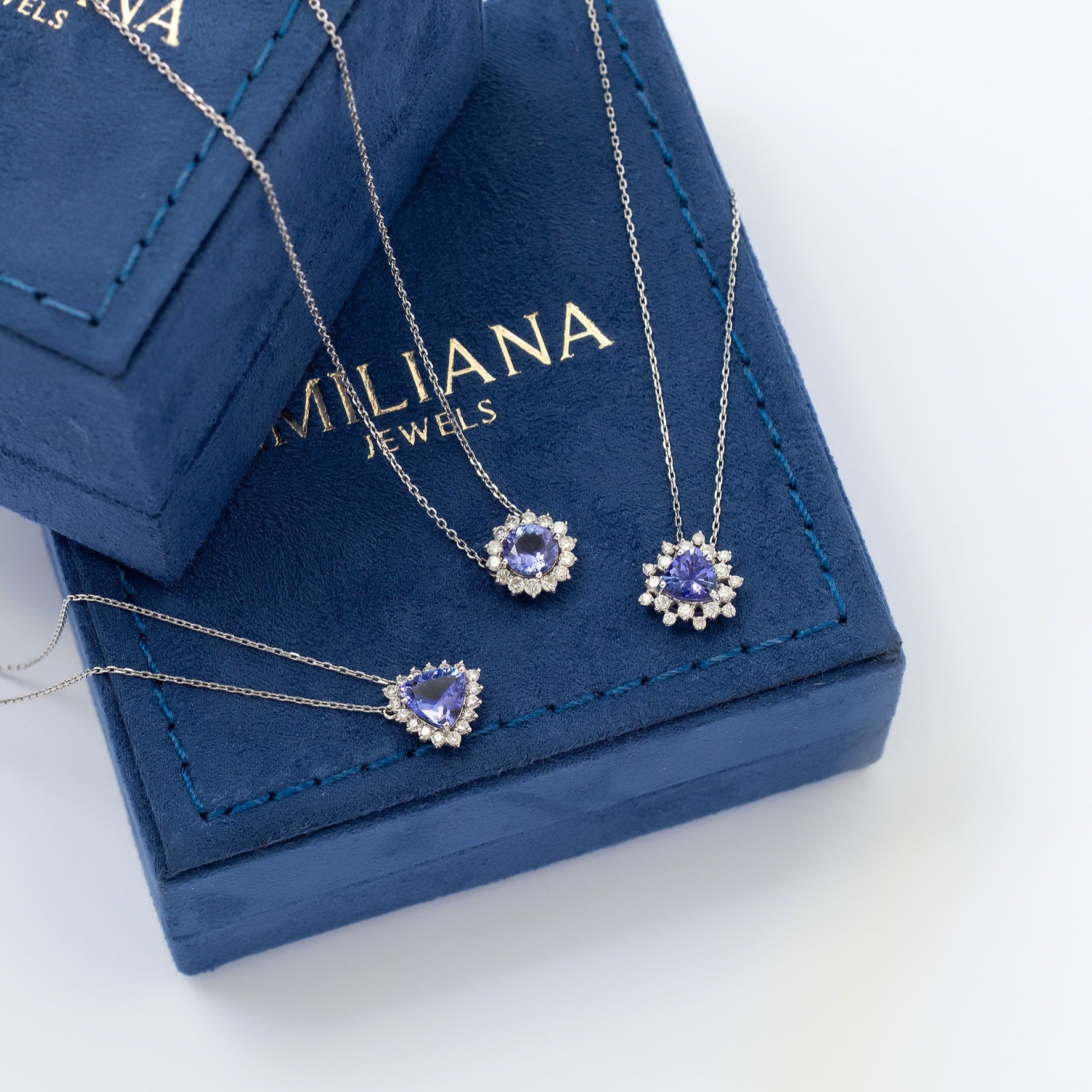 Colar redondo tanzanita e diamantes