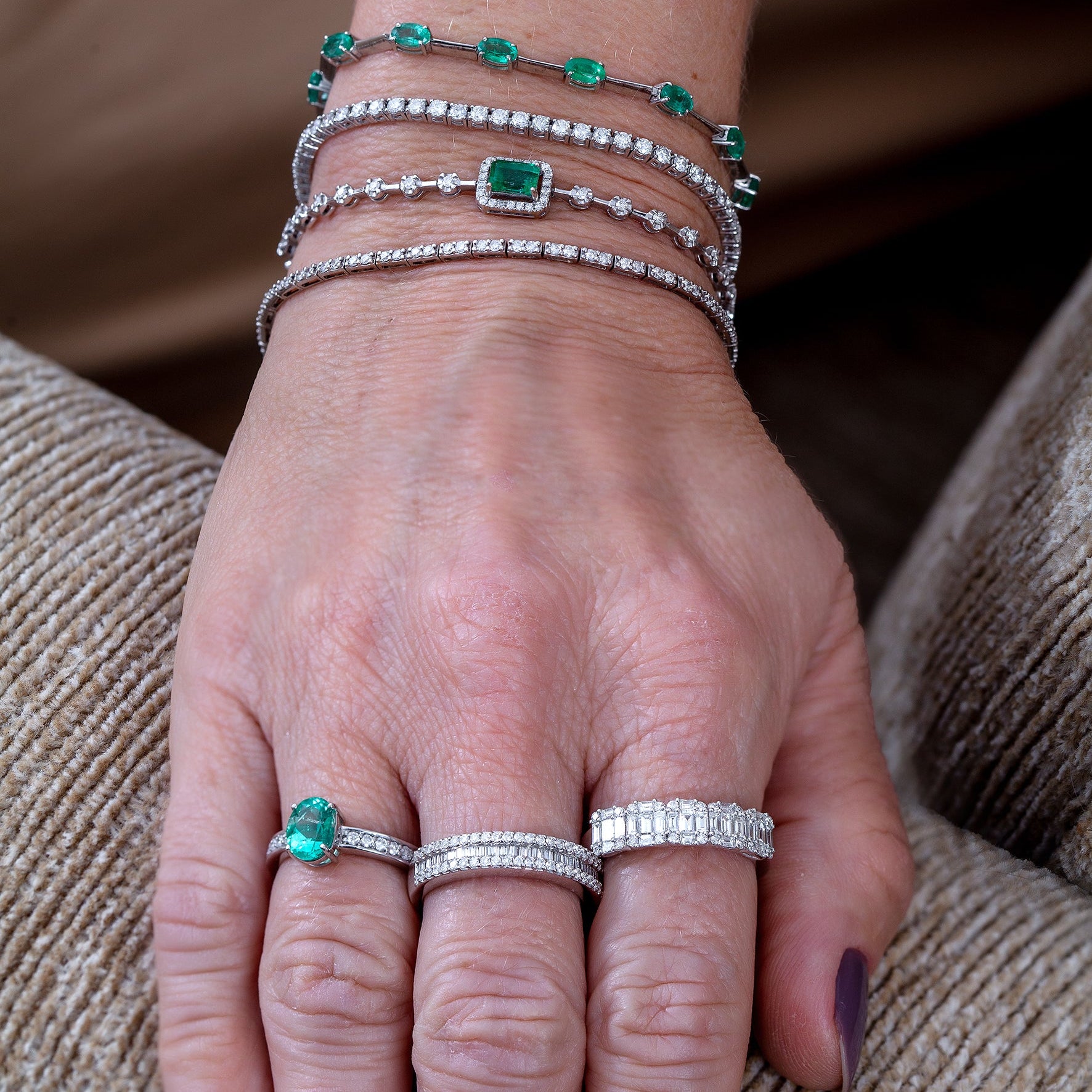 Meia aliança emerald illusion