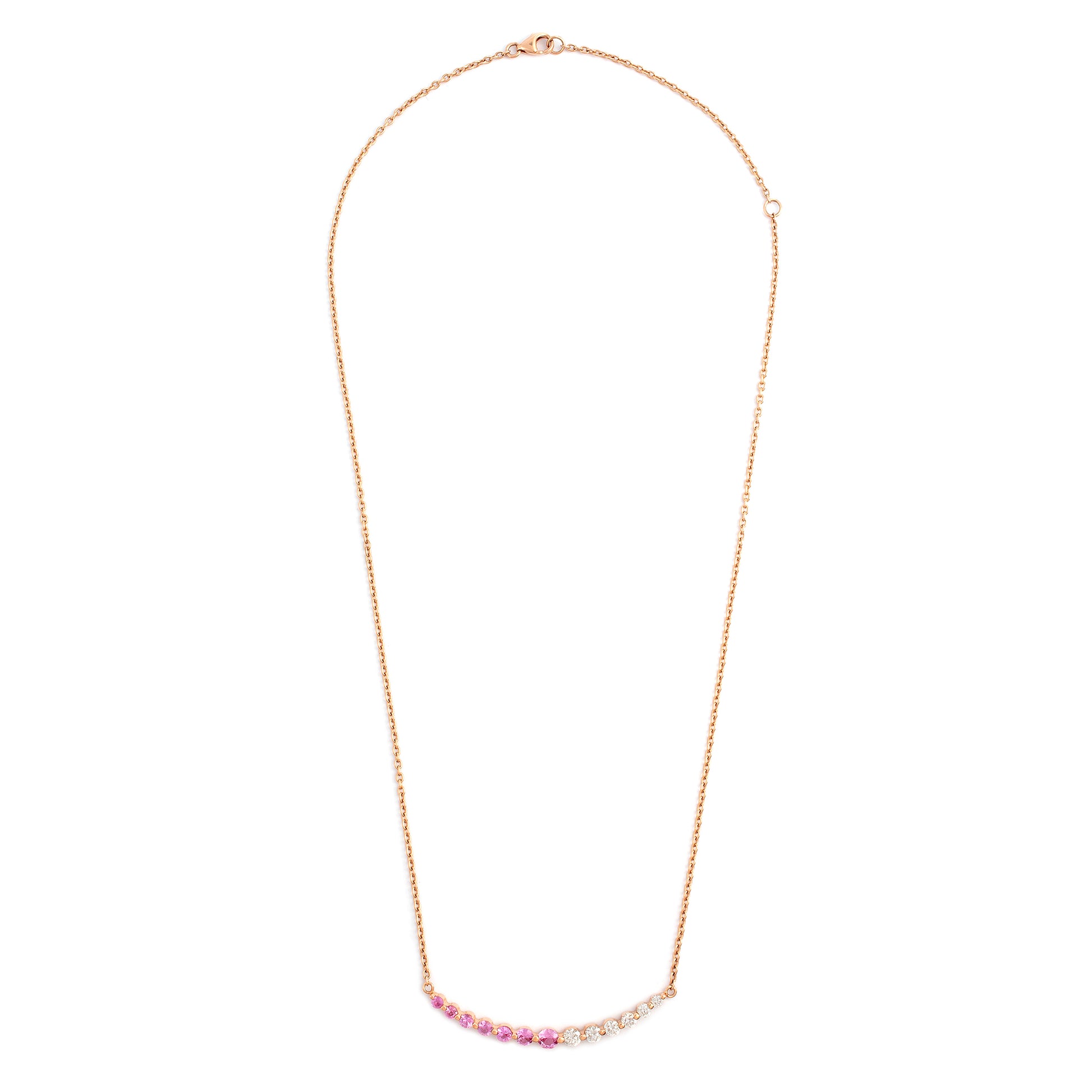 Colar degradê diamantes e turmalinas rosas