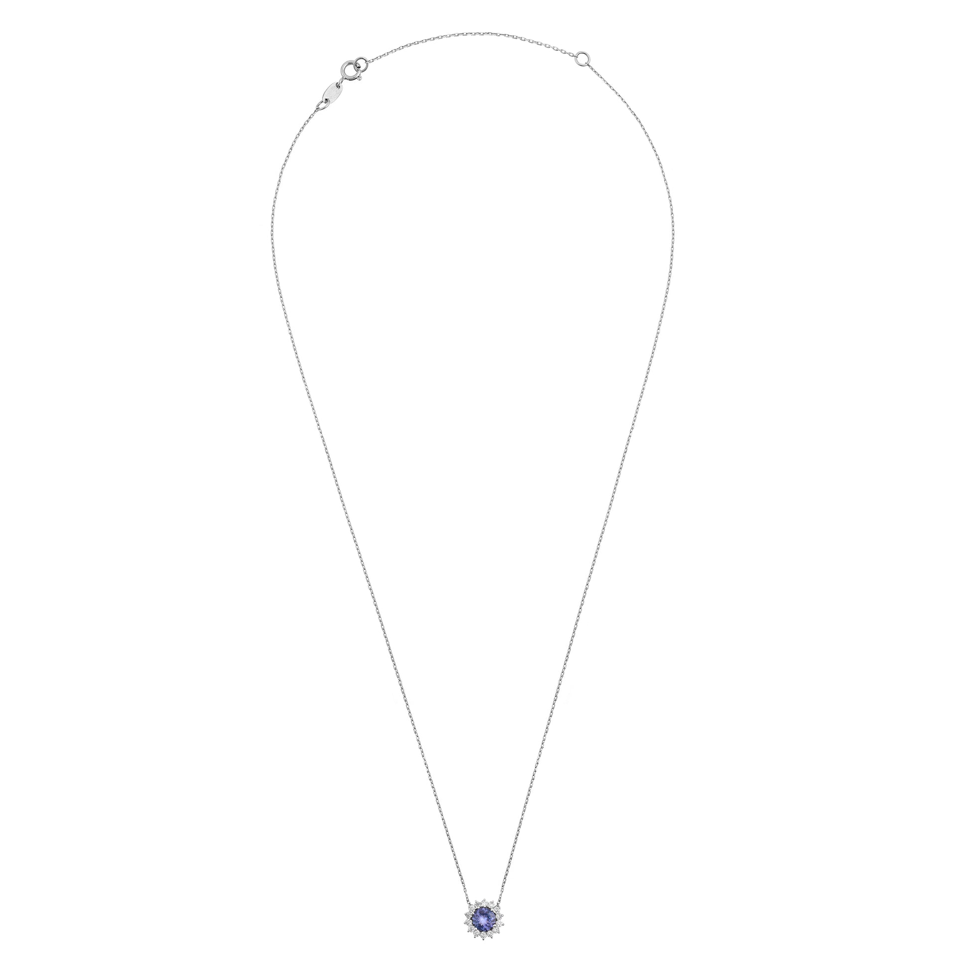 Colar redondo tanzanita e diamantes