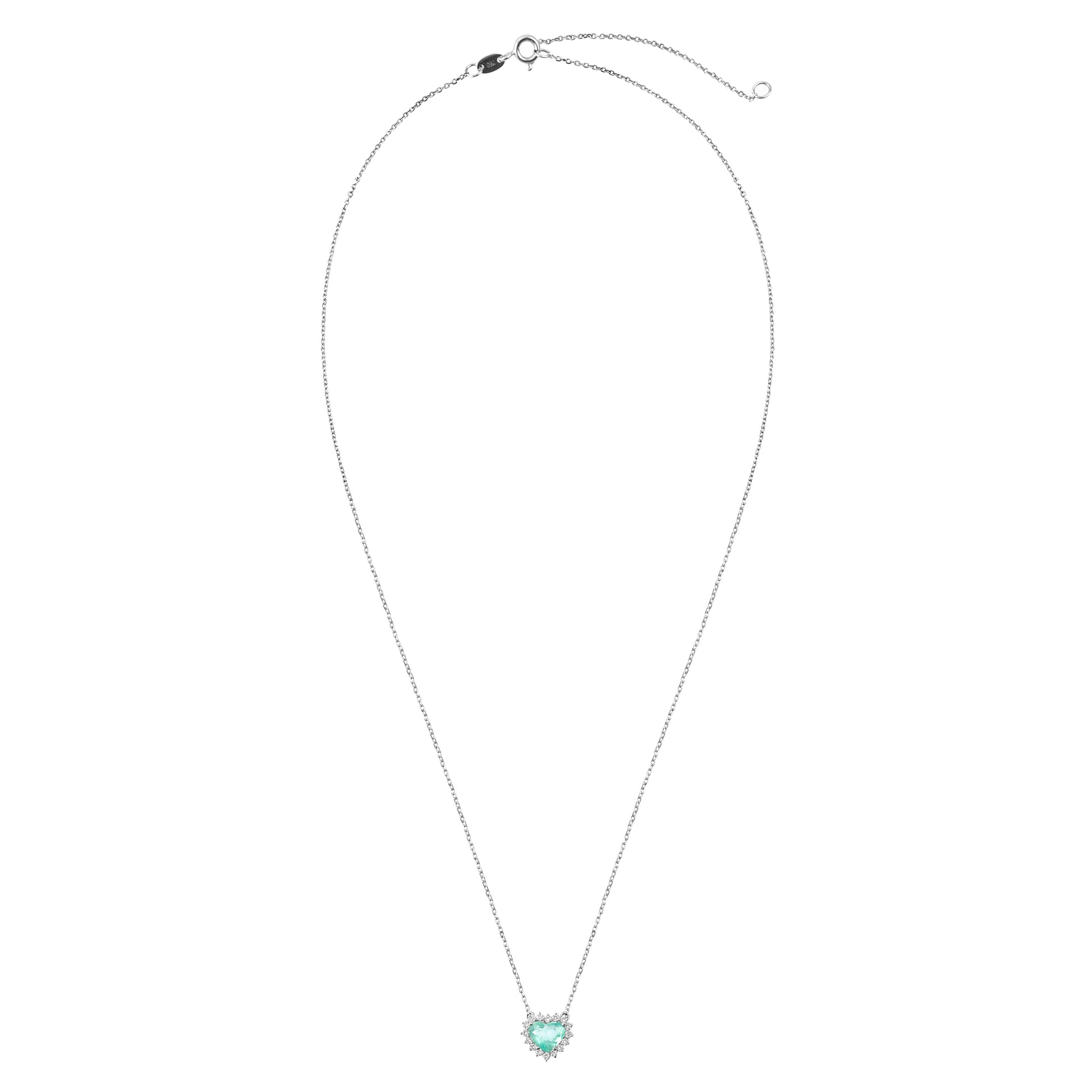 Colar coração esmeralda e diamantes