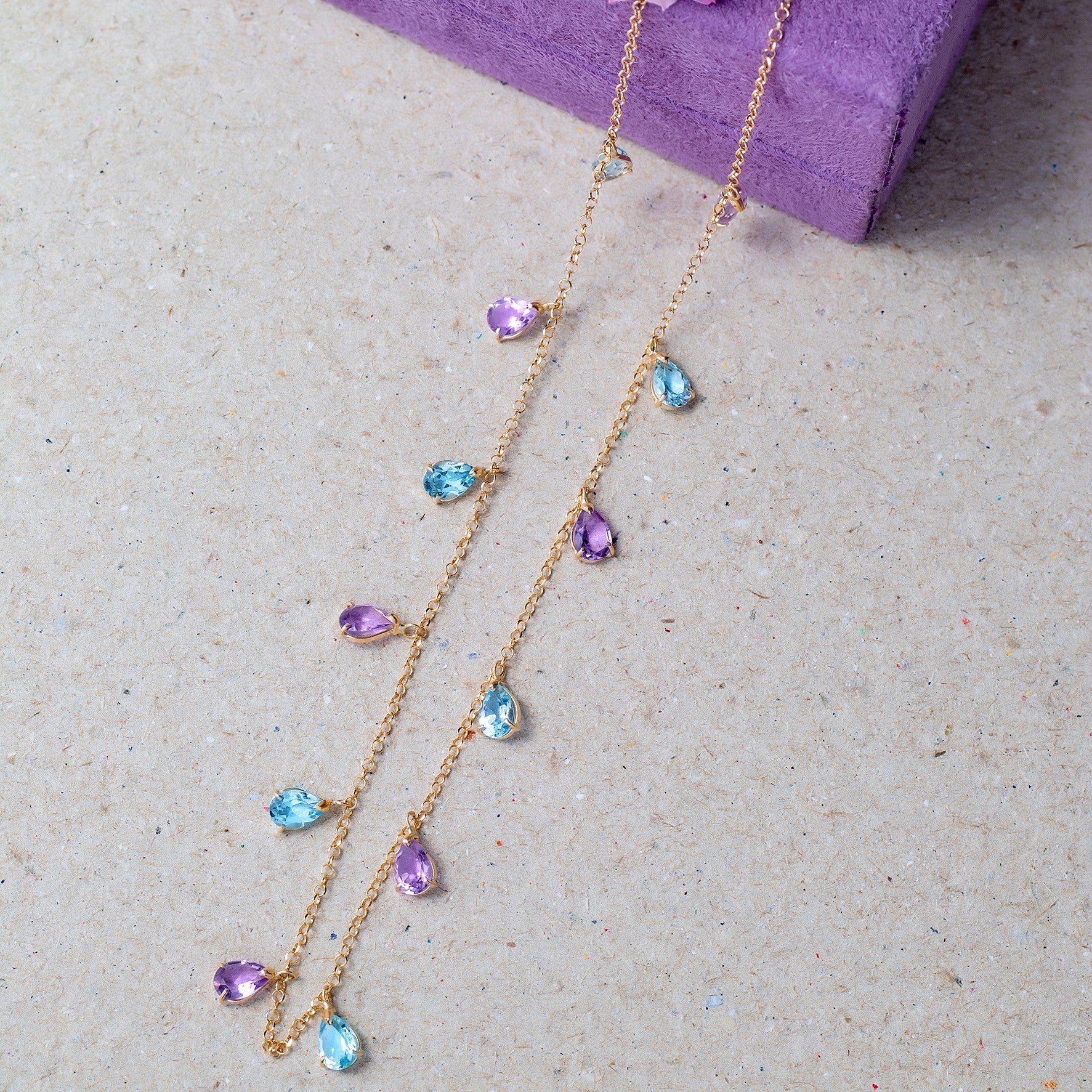 Colar topázio sky e ametistas