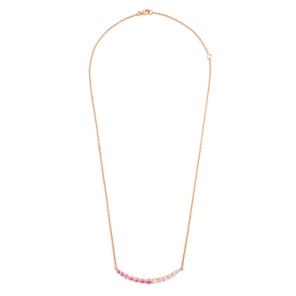 Colar degradê diamantes e turmalinas rosas