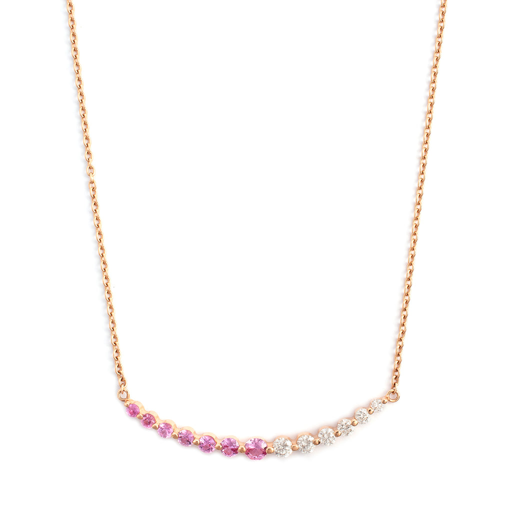 Colar degradê diamantes e turmalinas rosas