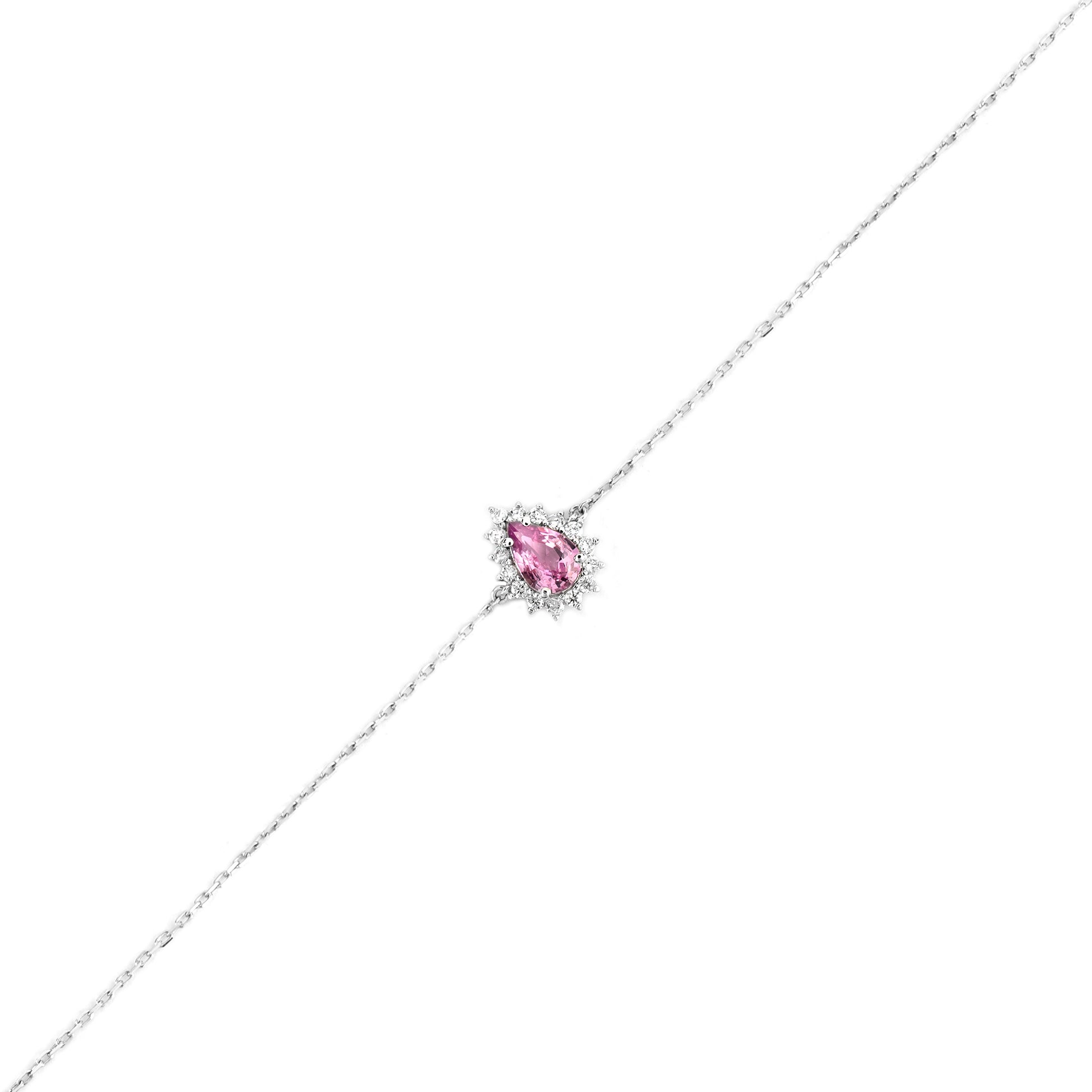 Pulseira Gota  Turmalina Rosa e Diamantes