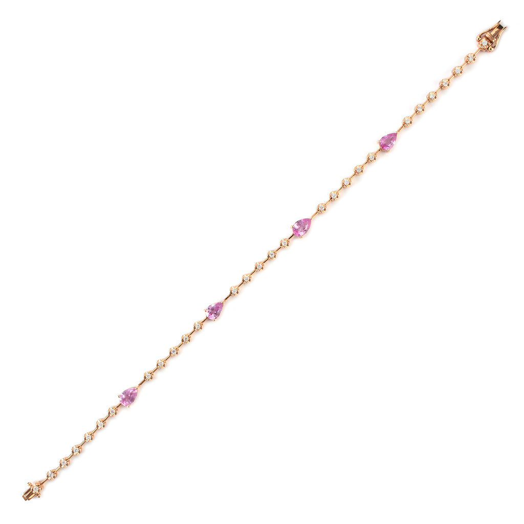 Pulseira riviera safiras rosas e diamantes