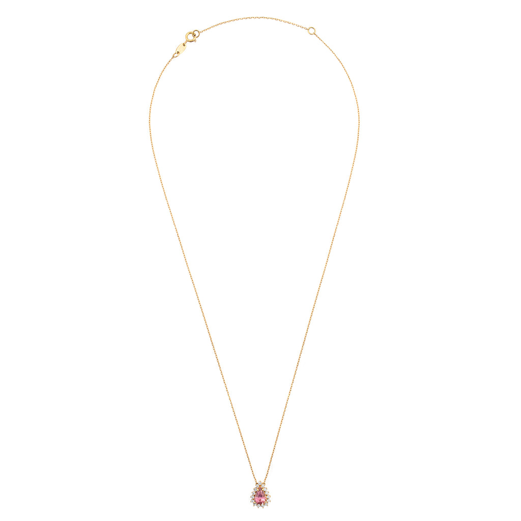 Colar gota com turmalina rosa e diamantes