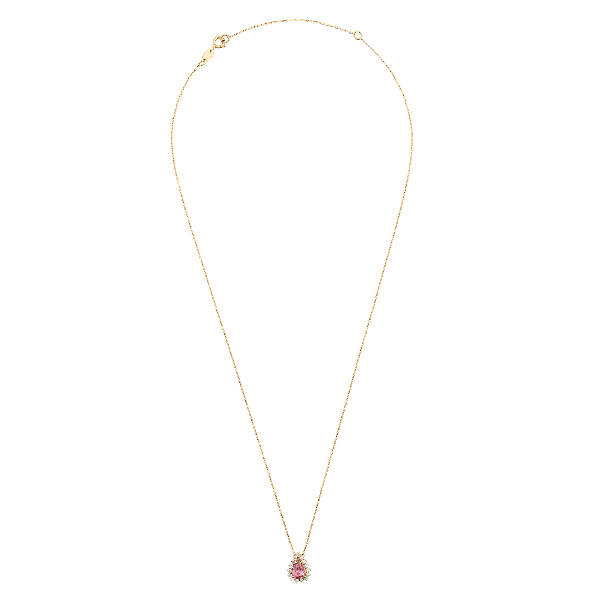 Colar gota com turmalina rosa e diamantes