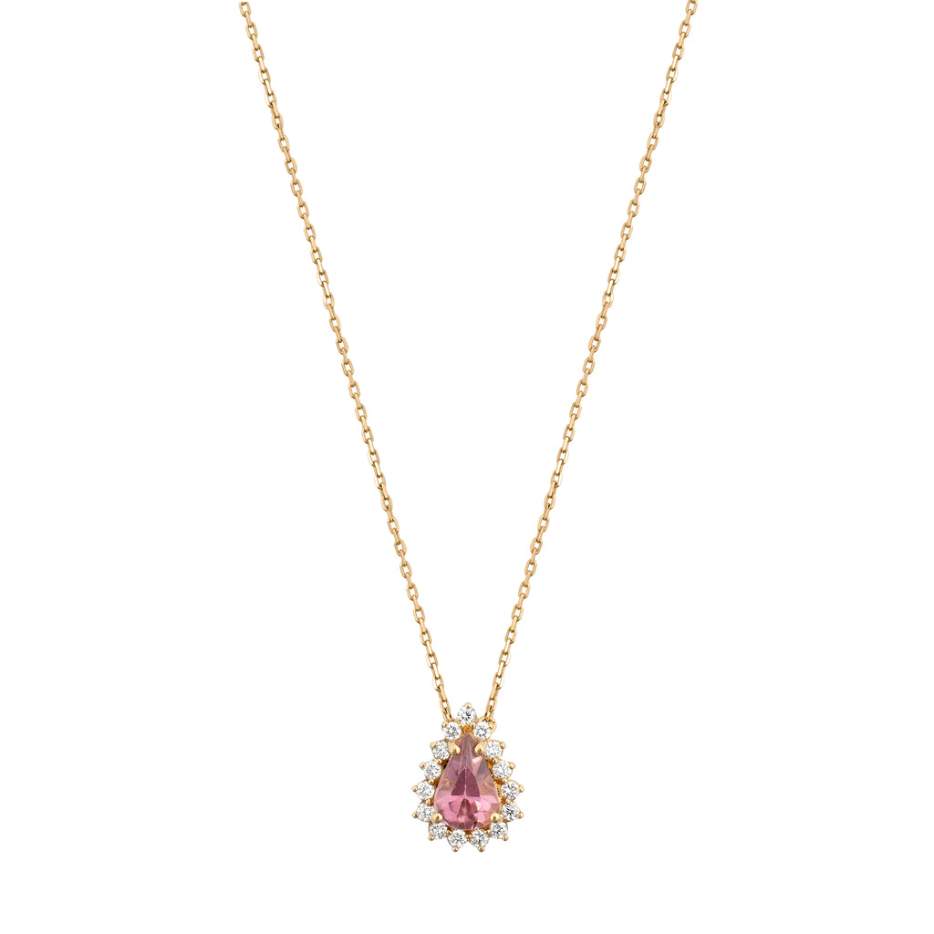 Colar gota com turmalina rosa e diamantes