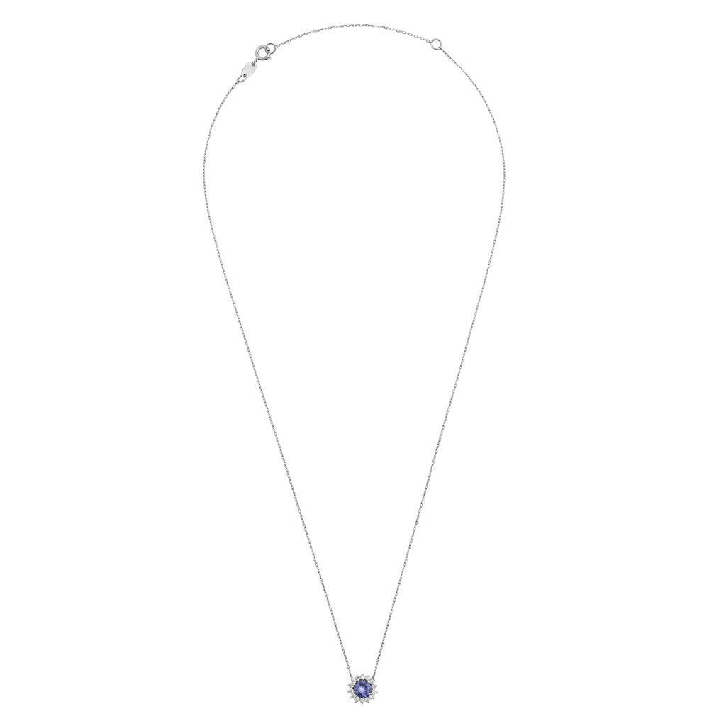 Colar redondo tanzanita e diamantes