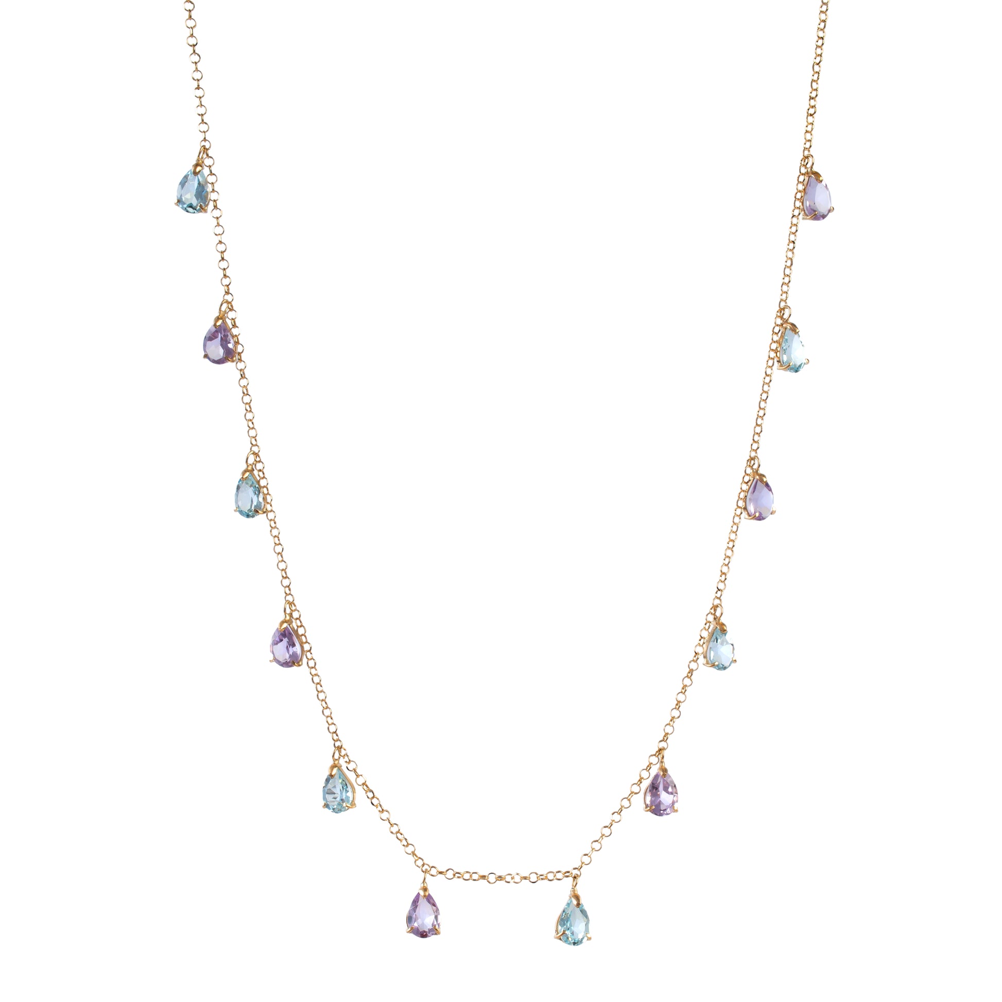 Colar topázio sky e ametistas