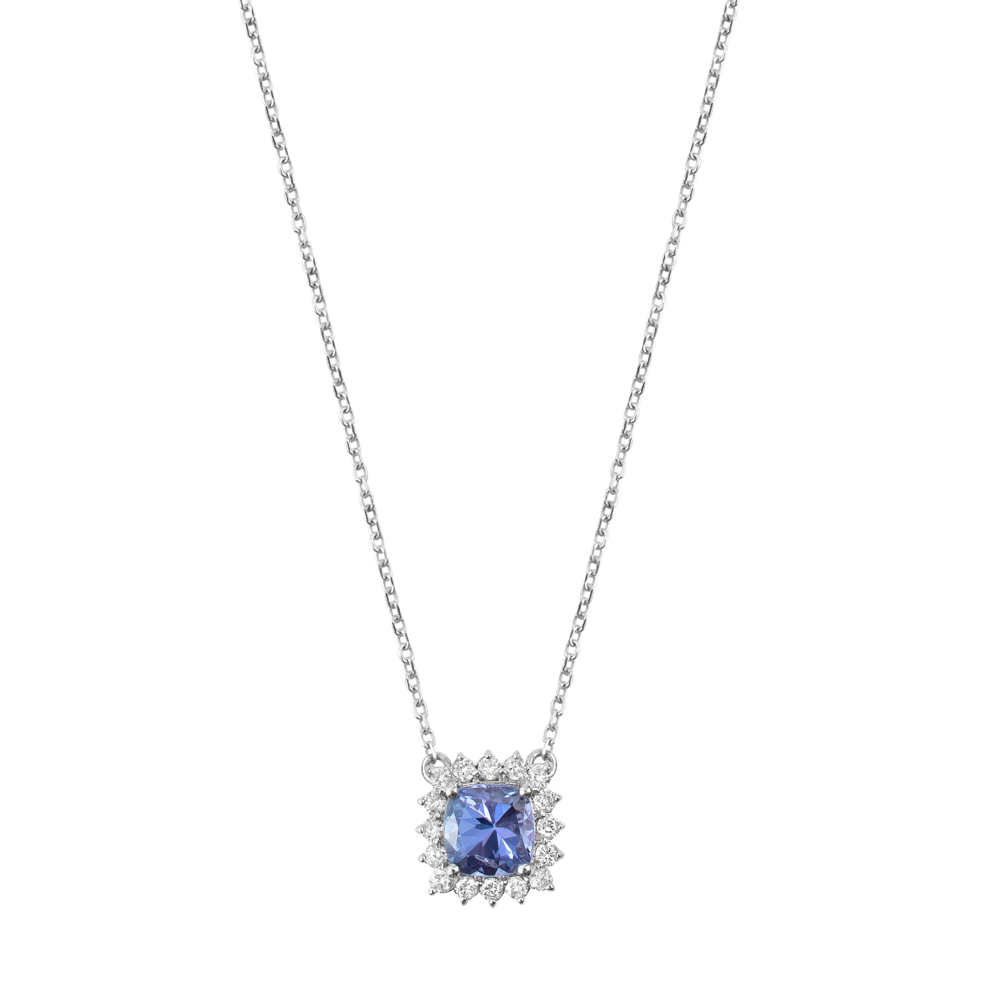 Colar tanzanita e diamantes